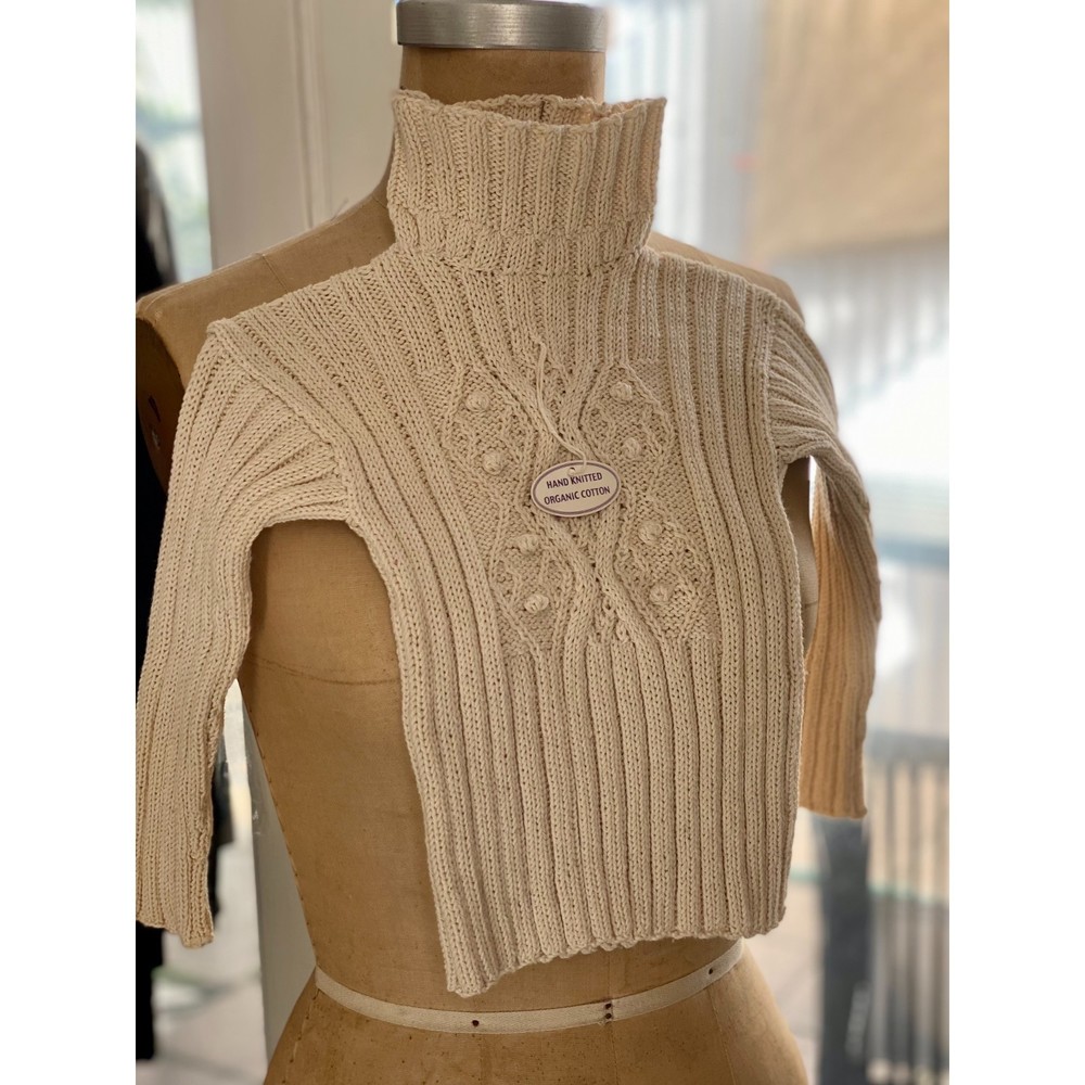 NWT Empress Baby 100% Organic Cotton Hand Knit Fisherman Turtleneck Size…